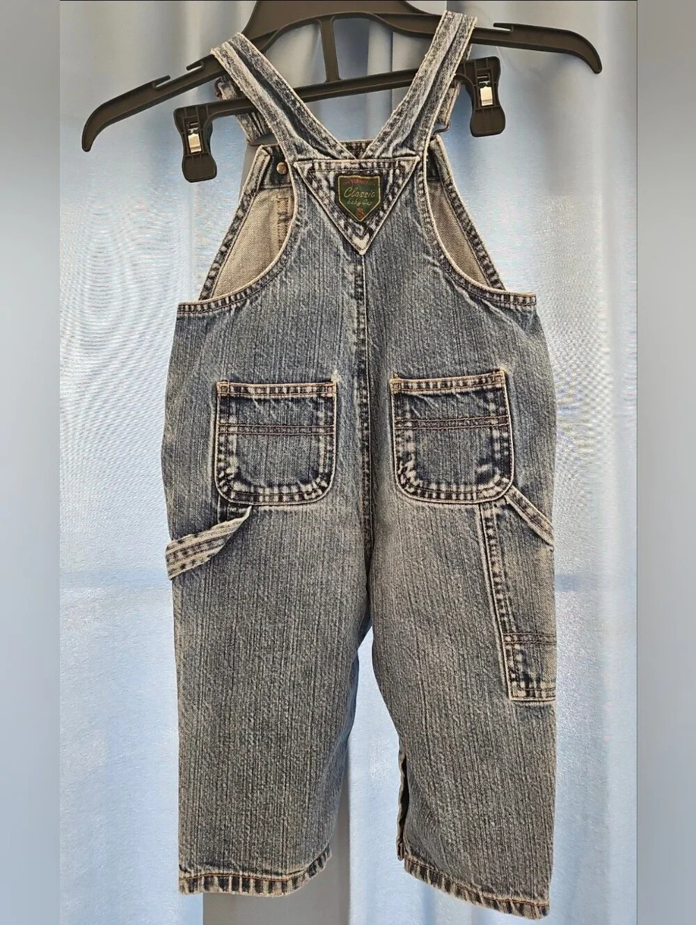 Vintage Classic Baby Gap Blue Denim Overalls Snap Crotch Large 12-18 Months